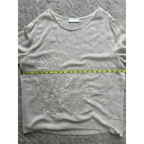 St. Emile Women’s 100% Silk Blouse Embroidered Front White Long Sleeve Size M - Picture 6 of 7